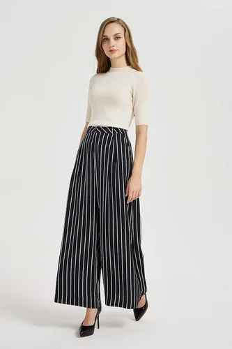 Vista 2 de Tronjori - Pantalones largos para mujer, cintura alta, estilo casual, pierna ancha