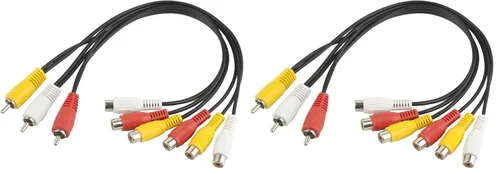 Vista 7 de TENINYU 3 divisor de cable RCA, 3 RCA macho a 6 RCA hembra enchufe AV divisor de audio y video cable adaptador de 12 pulgadas