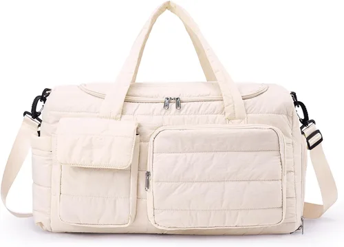 Vista 46 de Bolsa de Gimnasio Pequeña para Mujer, Bolsa de Lona de Viaje, Bolsa de Fin de Semana con Compartimento para Zapatos