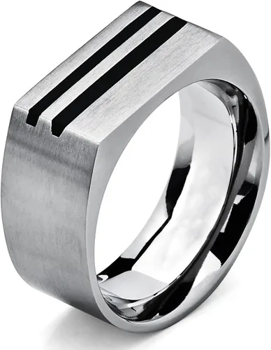 Vista 2 de Anillo de titanio para hombre con incrustaciones de resina acabado cepillado ajuste cómodo 0394in de ancho
