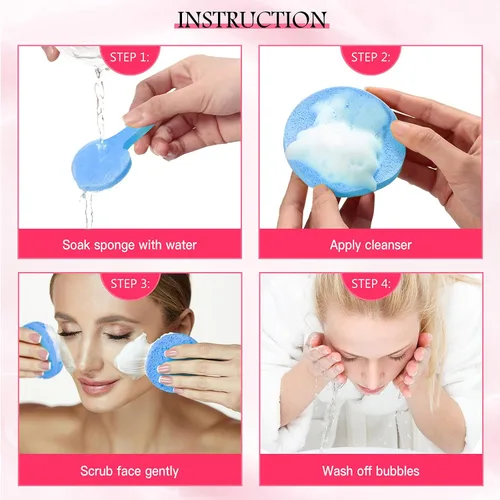 Vista 2 de Patelai 120 esponjas faciales comprimidas para esteticistas, eliminación de maquillaje facial, almohadilla de esponja de limpieza, exfoliante, spa