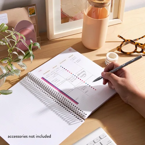 Vista 9 de Erin Condren Ettavee - Cuaderno de espiral platino con cuadrícula de puntos de 8.5 x 11 pulgadas, pétalos de colores Ettavee, 160 páginas