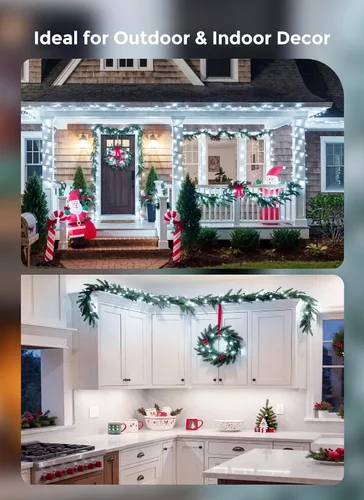 Vista 8 de Minetom Guirnalda de luces de Navidad transparentes, 100 unidades, 20 pies Alambre blanco y verde puro