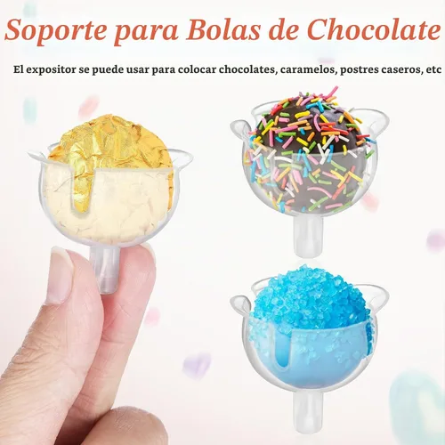 Vista 3 de Beavorty 36 Uds Soporte de chocolate transparente Base de ramo de chocolate Base fija de caramelo Flor de caramelo Embalaje Estuche Soporte