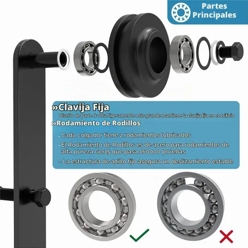 Vista 5 de ZEKOO - Kit de herrajes para puerta corrediza de granero de 4 pies para 2 puertas