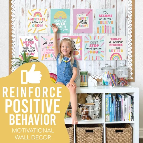 Vista 2 de Hadley Designs Póster motivacional para decoración de aula, 9 pósteres de aula de mentalidad de crecimiento, decoración de pared inspiradora