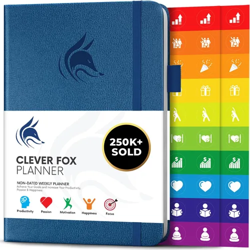 Vista 29 de Clever Fox Planner – Planificador semanal y mensual sin fecha para productividad, manejo del tiempo y objetivos – Diario organizador – A5