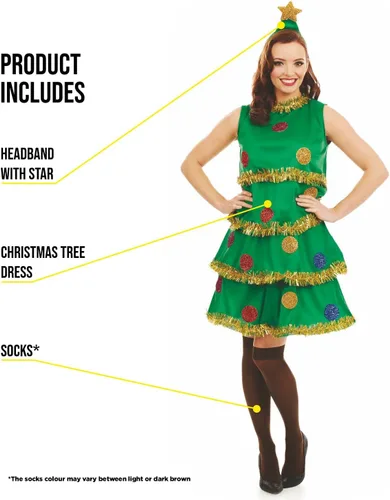 Vista 3 de fun shack Womens Christmas Tree Costume For Women, Christmas Tree Outfit Adult, Christmas Tree Costumes For Women