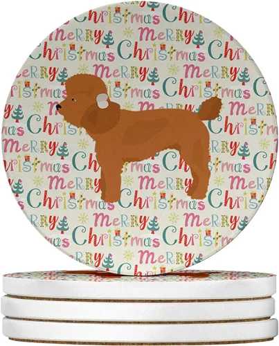 Vista 187 de Abyssinian Sand Terrier Merry Christmas - Posavasos grandes de piedra arenisca (4 unidades)