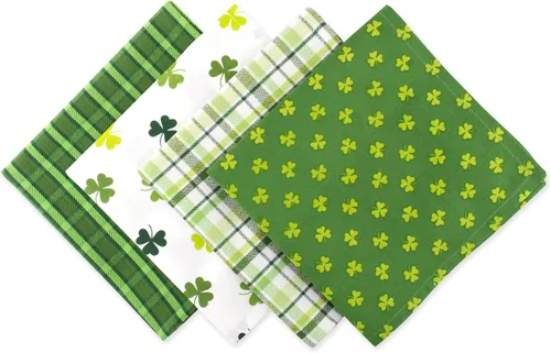 Vista 13 de DII Juego de manteles individuales reversibles de la colección del Día de San Patricio, 13 x 19, herradura de trébol, 4 piezas