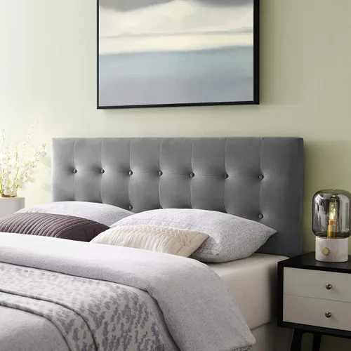 Vista 12 de Modway Emily - Cabecera de terciopelo con diseño capitoné de tamaño individual, color gris