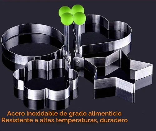 Vista 3 de Juego de 10 anillos de molde de huevo frito, anillo de acero inoxidable antiadherente para moldear huevos