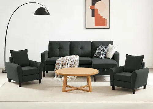 Vista 11 de Sofá Seccional Sofás para Sala de Estar, Sofás Seccionales Modulares de 3 Asientos en Forma de L con Almacenamiento y Chaise Reversible, Tela