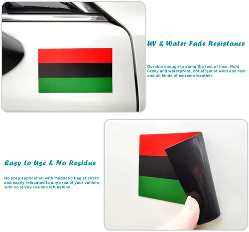 Vista 4 de JBCD Calcomanía magnética de la bandera afroamericana africana, imán de liberación negra, para automóvil, SUV, camión, paquete de 3, 3 x 5 pulgadas