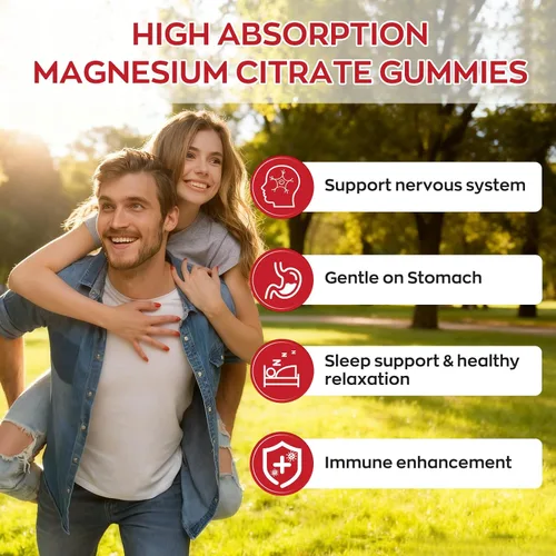 Vista 4 de Gomitas de magnesio de alta absorción para adultos, suplemento de magnesio para apoyo muscular, nervio, hueso y corazón, vegano, sin OMG, sabor