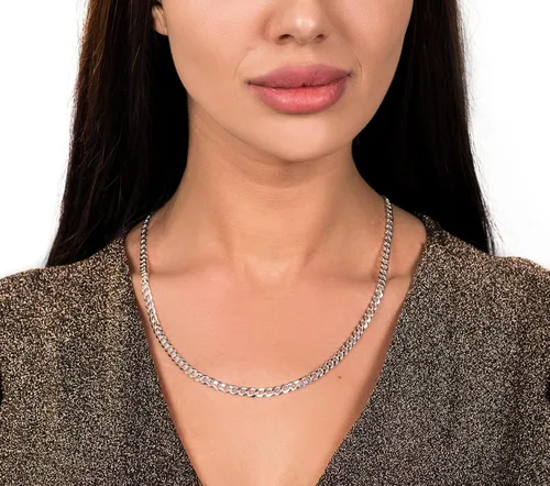 Vista 5 de Savlano Collar de cadena de eslabones cubanos de plata de ley 925 de 0.197 in para hombres y mujeres, fabricado en Italia, viene con una caja
