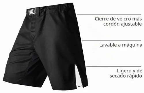 Vista 4 de LAFROI QJK01 Pantalones cortos para hombre, con cordón y 1 bolsillo, para artes marciales mixtas, cross training y boxeo Negro
