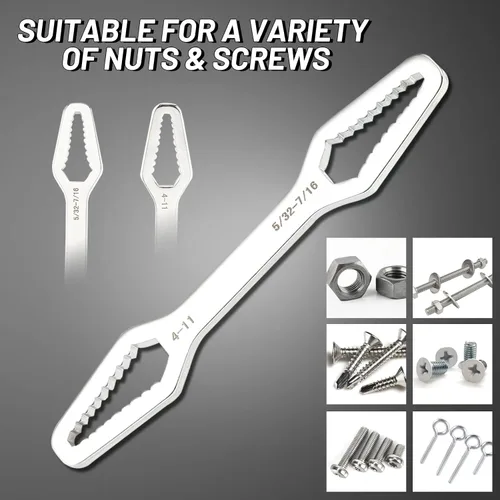 Vista 3 de Llave universal de acero al carbono, 0.157-0.433 in, ajustable, cromada