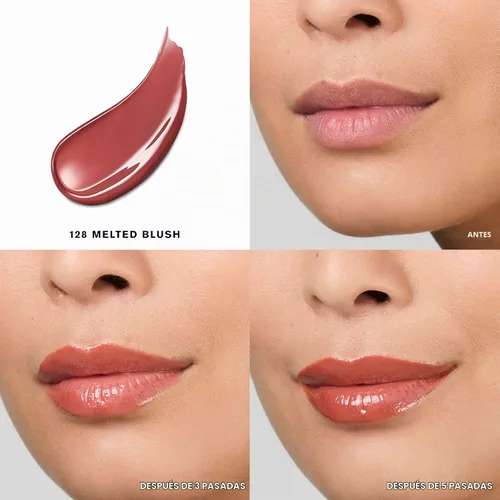 Vista 2 de Estée Lauder Pure Color Melt-On Glosstick para labios Brillo labial voluminizador e hidratante 128 Rubor derretido - Un nude rosado con matices