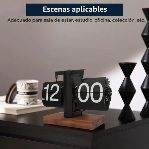 Vista 4 de Reloj de escritorio abatible, reloj digital retro de mesa abatible, decoración moderna de mediados de siglo, funciona con pilas, funciona