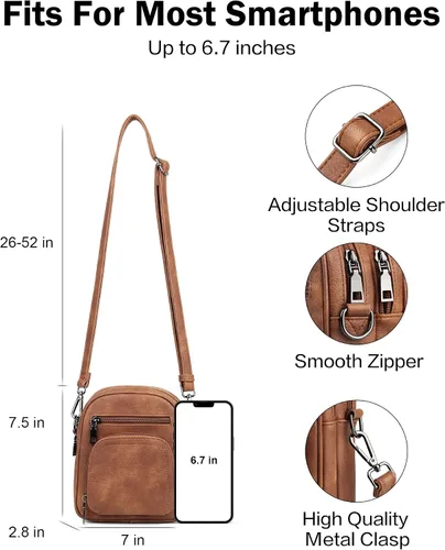Vista 4 de FADEON Mini bolsos cruzados para mujer, bolso cruzado pequeño, bolso cruzado de diseñador, bolsa de hombro, ranura para tarjetas