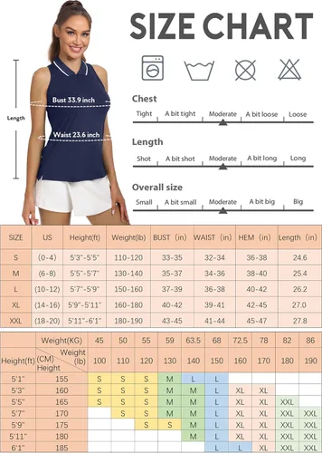Vista 7 de Hiverlay Camisetas de golf sin mangas para mujer, con espalda cruzada, para tenis, atléticas, con cremallera, cuello de secado rápido, UPF 50+