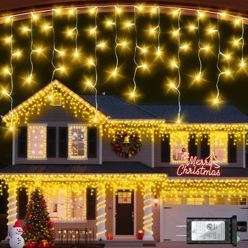 Vista 10 de 612 luces LED de Navidad de 60 pies con 136 caídas, 12 modos de iluminación, decoración navideña multicolor, luces centelleantes regulables 2-Varios