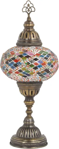 Vista 10 de Lámpara turca de mesa de mosaico para el hogar, lámpara marroquí turca con base de bronce, lámpara de noche Tiffany hecha a mano Lámpara de noche