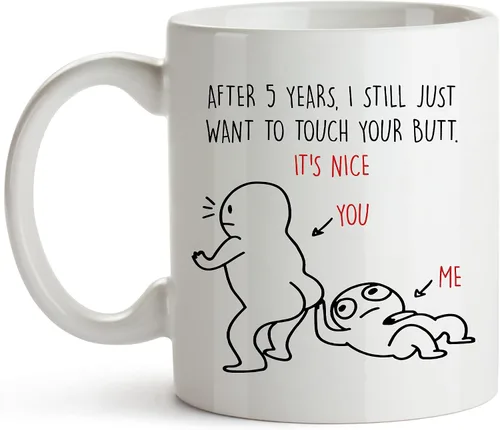 Vista 7 de YouNique Designs Taza de aniversario de 5 años, 11 onzas, divertida taza de café de jubileo de 5ª boda para ella y él, quinto año, 5ª boda