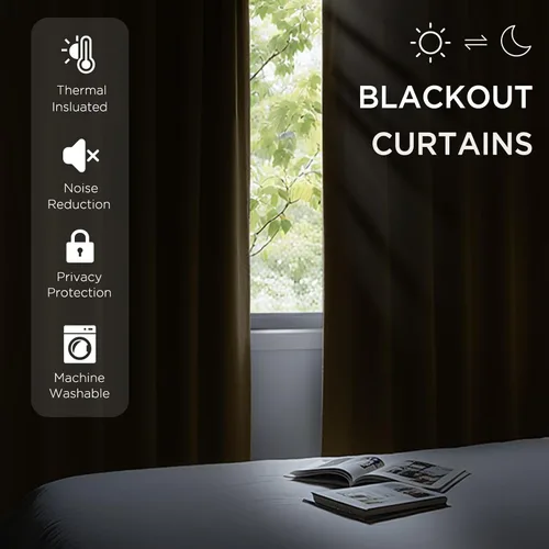 Vista 2 de CUCRAF Cortinas opacas de 45 pulgadas de largo, juego de 2 paneles para dormitorio, bolsillo para cortinero, cortinas de oscurecimiento