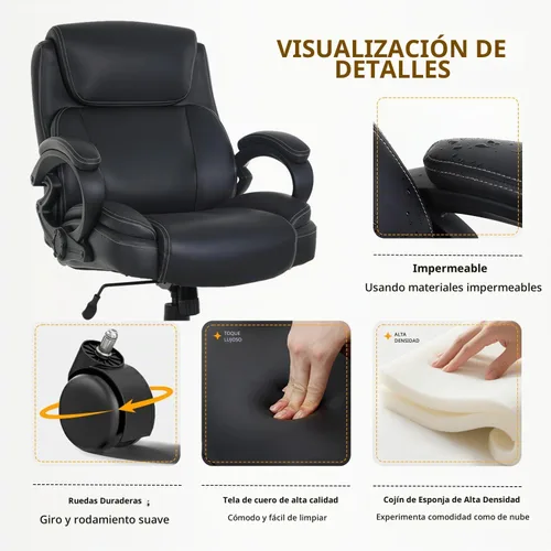 Vista 5 de BestOffice Silla de oficina grande y alta, resistente, asiento ancho de 400 libras, silla ergonómica de escritorio para computadora con brazos