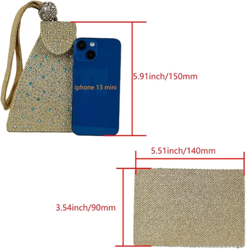 Vista 3 de Bolso de noche único con diamantes de imitación para mujer, bolso de mano triangular