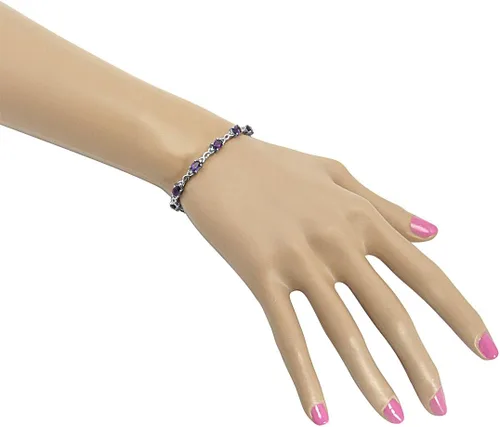 Vista 2 de Pulsera de tenis de estilo infinito con piedras preciosas en plata de ley, elige entre amatista o topacio azul, juego de piedras preciosas reales