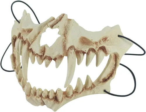 Vista 5 de Máscara de Halloween para niños y adultos estilo japonés diseño de esqueleto diseño de dragón tigre bestia