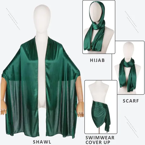 Vista 5 de Ladiery Chales y envolturas de satén sedoso para mujer, vestido de noche, ligero, largo, para novia, elegante, brillante, estola de boda