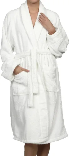 Vista 2 de Superior Bata de rizo unisex de algodón, batas suaves y absorbentes para hombres y mujeres, accesorios de baño