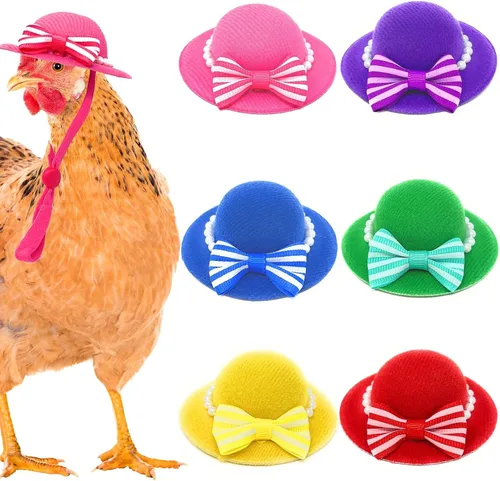 Vista 9 de 6 piezas de sombreros de pollo, sombreros para muñecas, ropa para osos, ropa para peluches, cascos de pollo