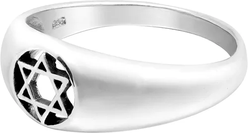 Vista 2 de Anillo de plata de ley 925 con diseño de estrella de David de AeraVida