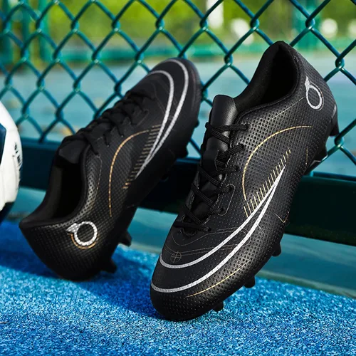 Vista 4 de Unitysow Zapatos de fútbol para hombre con tacos de fútbol firme para entrenamiento profesional, zapatos de fútbol para interiores y exteriores