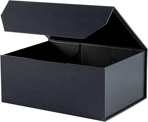 Vista 14 de Caja de regalo negra con tapa de 12 x 8 x 2.5 pulgadas, caja de regalo magnética para envolver, caja de regalo a granel para regalo, grano de malla