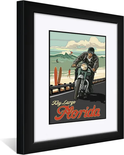 Vista 2 de Key Largo Florida Professionally Framed & Matted Art Print from Travel Artwork by Artist Paul A. Lanquist Framed Art Size: 15" x 19