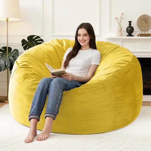 Vista 49 de Silla Puf de 2 Pies con Funda de Terciopelo Ultra Suave Sofá Puf con Espuma con Memoria Sillas Puf de Tamaño Grande Sofá Perezoso para Dormitorio