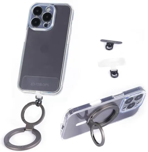 Vista 13 de Lengüeta de metal para teléfono, parche de cordón, llavero de soporte para teléfono, soporte para anillo, lengüeta de correa Negro