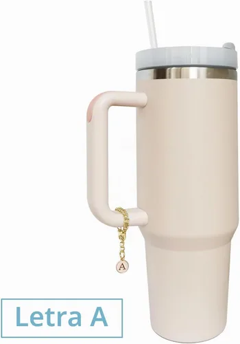 Vista 4 de Accesorios de dije de letra para vaso Stanley, 2 unidades, identificación con inicial de nombre, personalizable, para vaso Stanley