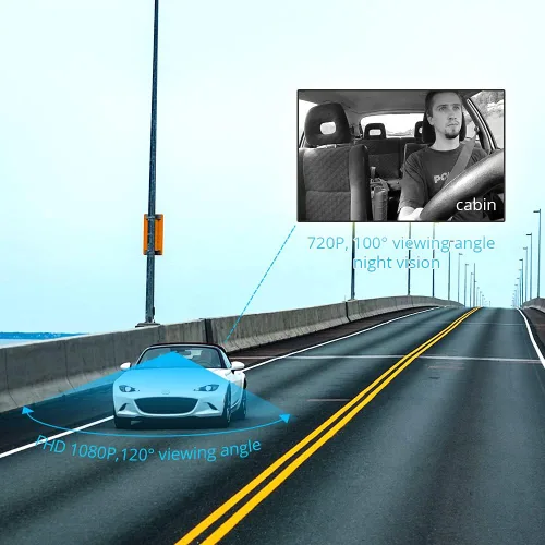 Vista 4 de Video en vivo y monitor remoto de 24 horas, Jimi JC400P 4G y WiFi Dual Dash Cam frontal e interior para automóviles Cámara de coche 1080P Grabadora