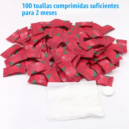 Vista 6 de 100 toallas comprimidas, toalla comprimida desechable, toalla comprimida para manos, toalla de campamento, tejido de monedas comprimido portátil