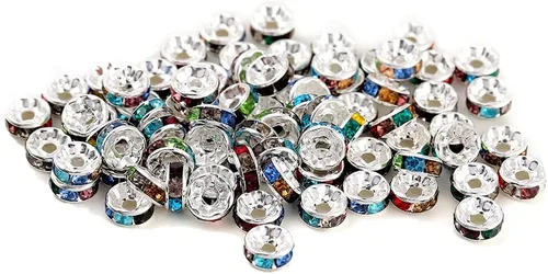 Vista 10 de 200PCS Rondelle Espaciador Perlas 0.157 in Chapado en Oro Checo Cristal Blanco Rhinestone para la fabricación de joyas 200 piezas chapado
