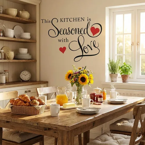 Vista 8 de Calcomanía de pared con cita This Kitchen is SEASONED WITH LOVE