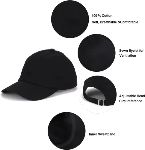 Vista 5 de Umeepar 3PCS Plain Baseball Cap for Men Women Adjustable Low Profile Unstructured Cotton Dad Hat