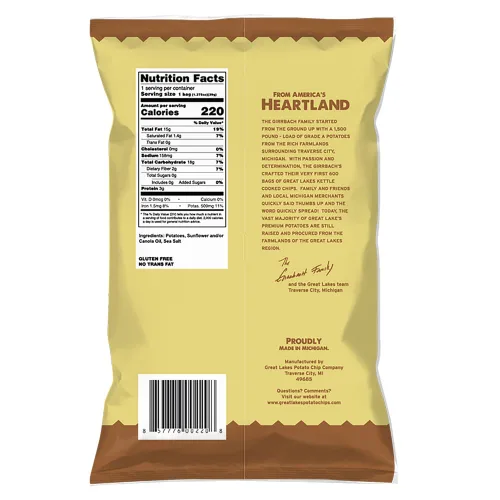 Vista 2 de Great Lakes Potato Chip Co. Original - Patatas fritas cocidas con sal marina, tamaño individual (paquete de 40, bolsas de 1.375 onzas)